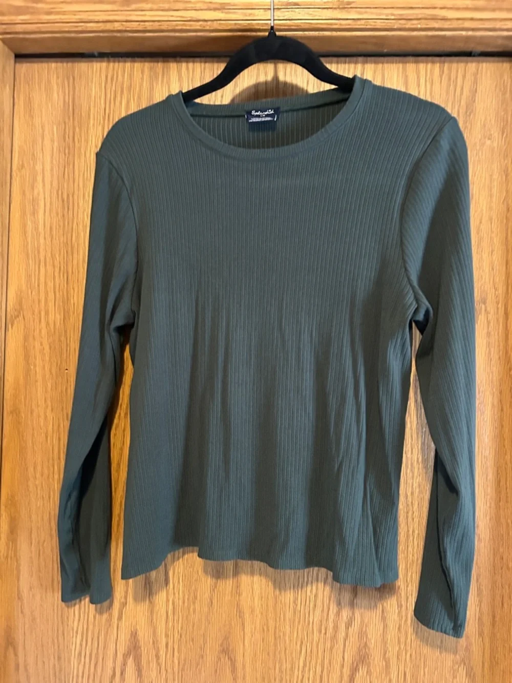 Splendid- Basic Ribbed Long Sleeve Top - Hunter Green-large - Picture 1 of 3